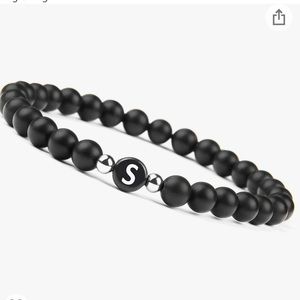 Black Onyx Handmade Bracelet w/ Engraved Initial S